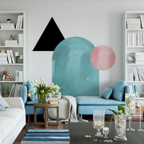 Boho Arch Watercolor with Sun & Triangle, Abstract Decals, Wall Stickers, Boho Arches Wall Decals with Colour Combos, Wall Art Decor, Decals