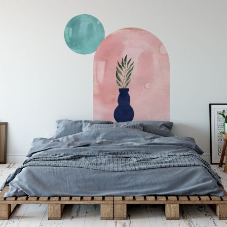 Watercolor Boho Arch with Circle Decals, Abstract Arch Decal, Nursery Wall Decor, Boho Wall Stickers, Shapes Wall Stickers, Wall Art Decor