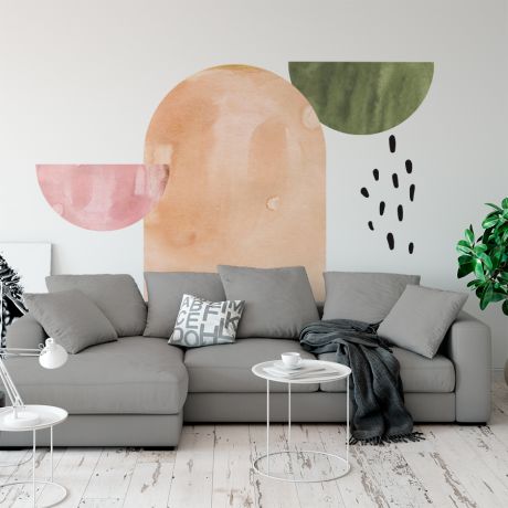 Boho Arch Watercolor with Half Circles & Polka Dots Decals, Abstract Decals, Wall Stickers, Boho Arches Decals, Home Decor, Wall Stickers