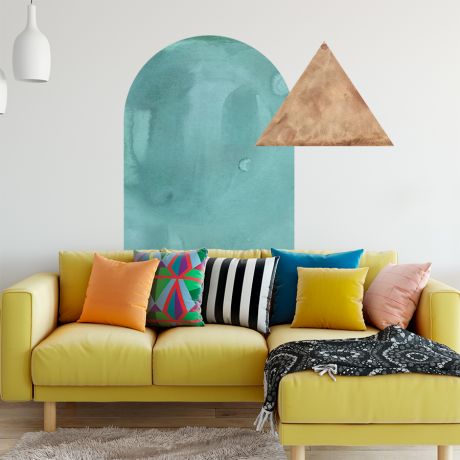 Watercolor Boho Arch with Triangle Decals, Abstract Arch Decal, Nursery Wall Decor, Boho Wall Stickers, Shapes Wall Stickers, Wall Art Decor