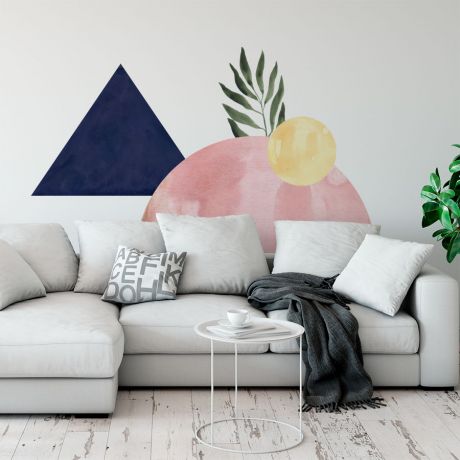 Watercolor Boho Sun with Triangle and Half Circle Decal, Abstract Wall Decal, Boho Wall Stickers, Boho Wall Decal, Home Decor, Wall Decals