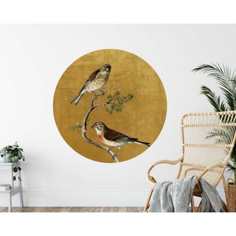 Beautiful Common Linnet Birds Circle Wall Stickers for Bedroom Decor
