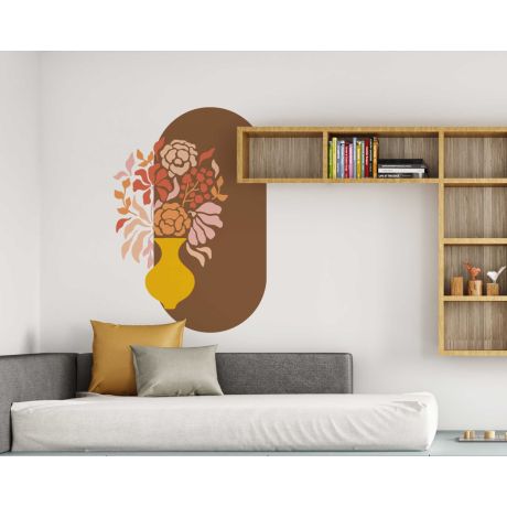 Beautiful Flower Vase Wall Stickers For Bedroom Decoration