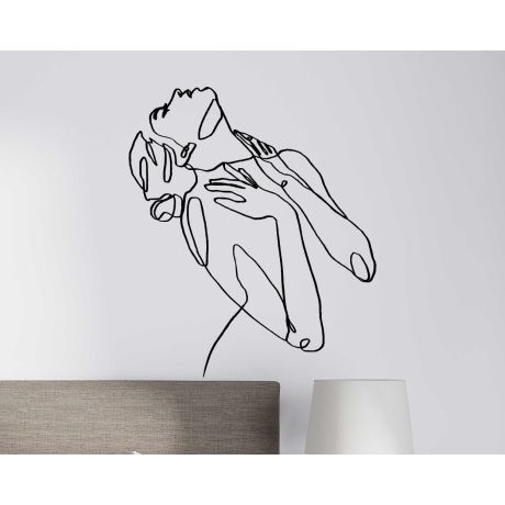 Beautiful Sensual Woman Single Line Art Wall Decals For Girl Room Decor