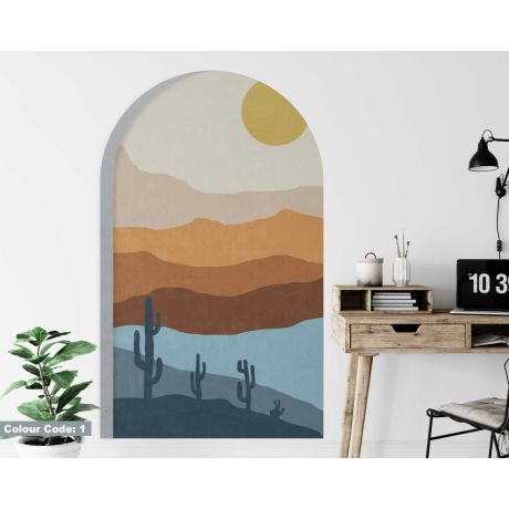 Best Cactus In The Desert With Moon Arch Wall Stickers
