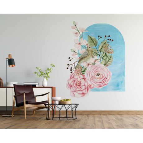 Best Beautiful Flowers With Arch Vinyl Wall Stickers For Bedroom Decor