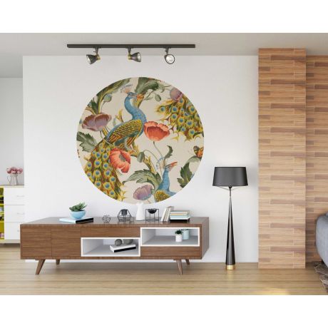 Best Beautiful Peacock and Flowers Circle Form Wall Stickers for Bedroom Decor