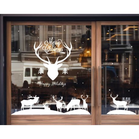 Best Celebrate Merry Christmas and Deer Decals For Glass Window Decoration