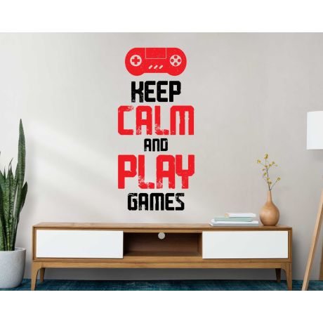 Keep Calm And Play Games Wall Stickers For Gamer Room Decorations