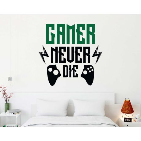 Gamer Never Die Wall Decal For Gaming Room Decor And Gamer Cave