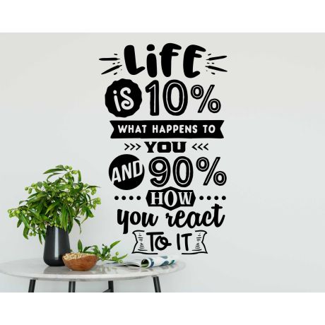 Life Is 10 What Happens To You And 90 How You React To It Best Life Motivational Quotes Decal