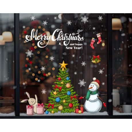 Best Merry Christmas Tree Snowman Decals for Window Decoration