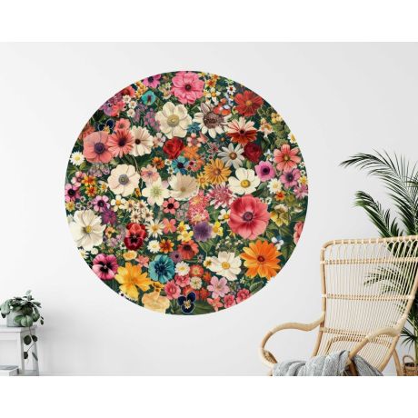 Best Beautiful Romantic Colorful Circle Floral Wall Stickers for Bedroom Decor