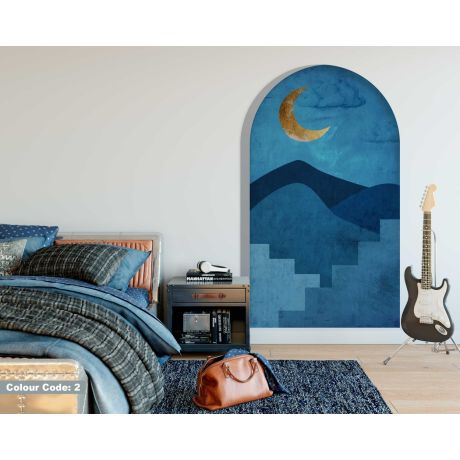 Best Stairs and Gold Moon Design Arch Wall Stickers for Modern Home Decor