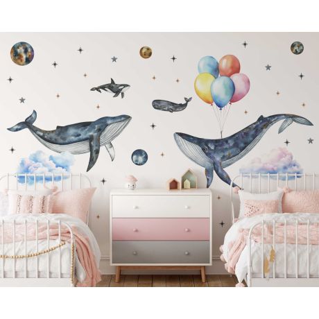 Best Top Beautiful Flying Whale Wall Stickers for Nursery Decor