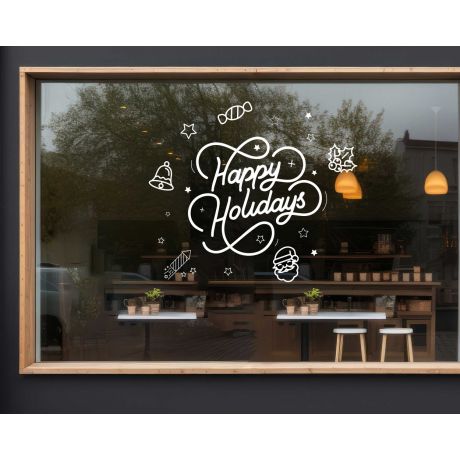 Best Happy holiday Christmas Stickers For Shop Window Glass Decor