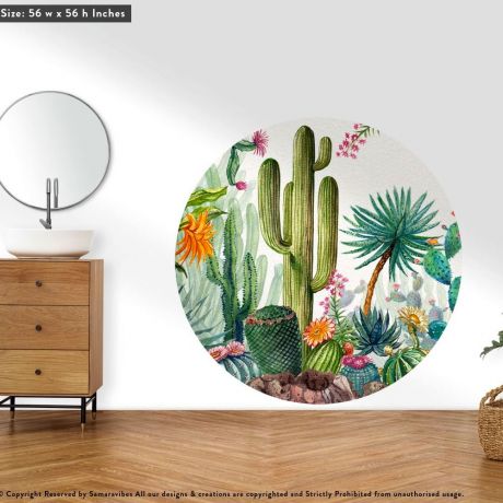 Cactus & Succulents Watercolour Wall Stickers, Bedroom Headboard, Home Decoration Wall Stickers, Cactus Wall Murals, Bathroom Wall Deco