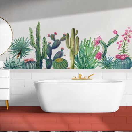Cactus Wall Stickers, Removable Wall Decals, Kids Room Wall Stickers, Peel & Stick Wall Decal, Living Room Floral Wall Decor, Bathroom Decor