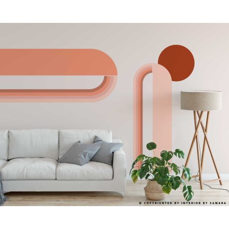 Circle And Two Abstract Boho Arch Wall Stickers For Bedroom Decoration