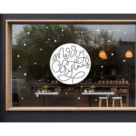 Circle Type Merry Christmas Glass Window Door Decorative Sticker, Merry Christmas Decals