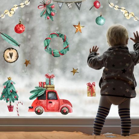 Christmas Decor Window Stickers, Christmas Tree Window Decal for Christmas sticker Decoration