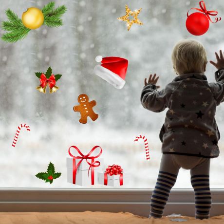 Christmas Decor Window Stickers, Christmas Tree Window Decal for Christmas for home