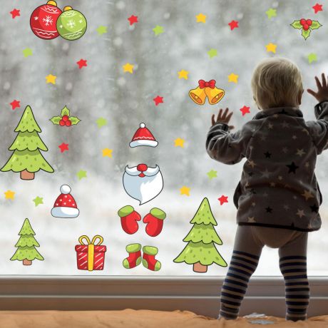 Christmas Decor Window Stickers, Christmas Tree Window Decal decor for Christmas
