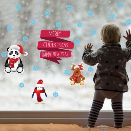 Christmas Decor Window Stickers, NewYear Decor Window Decal for Christmas