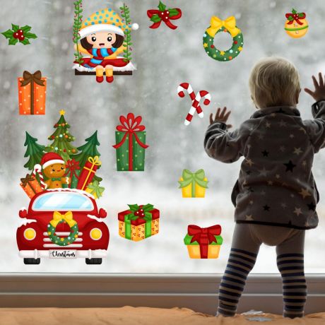 Christmas Decor Window Stickers, Christmas Window Decal for Christmas Home Decor