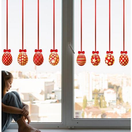 Red Easter Egg Window Stickers for Window Decoration