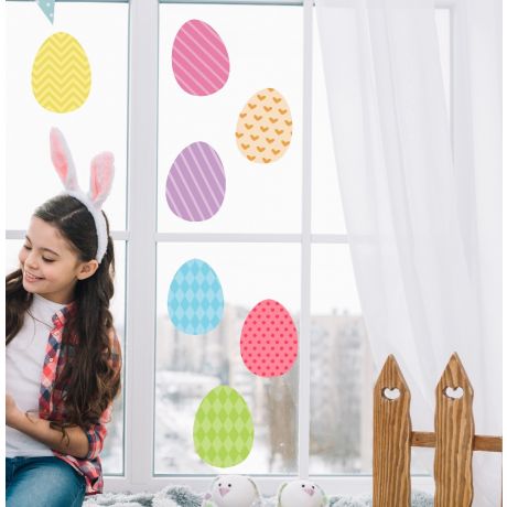 Multicolour Easter Egg Window Stickers for Window Decoration