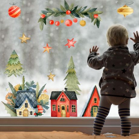 Christmas Decor Window Stickers, Christmas Tree Decor Window Decal for Christmas