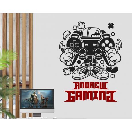 Custom Name Gaming Wall Stickers For Boys Gaming Room Wall Decoration