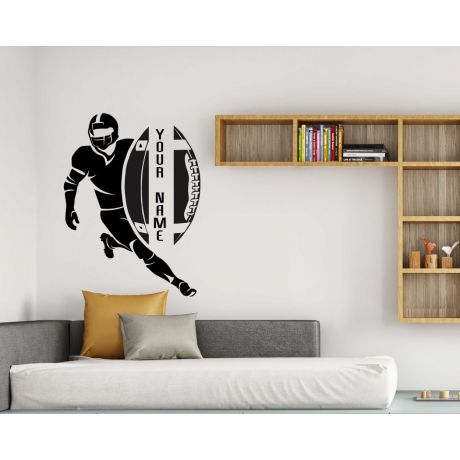 Custom Name With American Football Wall Stickers For Playing Room Wall Decor