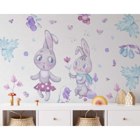 Cute Bunny Loves Wall Stickers For Girl Baby Room Wall Decoration