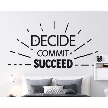 Decide Commit Succeed Motivational Quotes Wall Decals For Office Room Wall Decoration