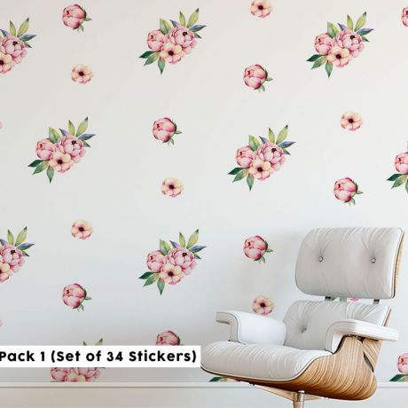 Flower Wall Decal, Nursery Wall Decal, Watercolor Flower Stickers, Baby Girl Room Decor, Wall Decal for Kids Room, Floral Wall Vinyl Decals