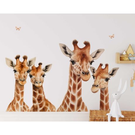 Beautiful Safari Animal Giraffe Family Head Wall Stickers For Kids Room Decor