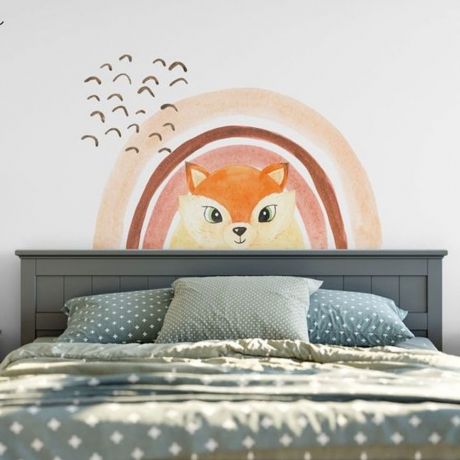 Boho Rainbow and Animal Wall Stickers, Boho Decals for Kids Room, Girls Bedroom Rainbow Wall Stickers, Removable Wall Decal, Home decoration