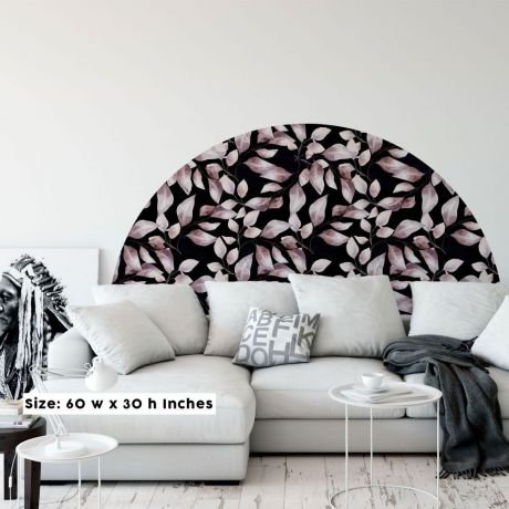 Half Arch Shape Bedroom Headboard Wall Stickers, Floral Pattern Wall Decals, Headboard Decoration Kids Room & Bedroom, Nursery Wall Decals