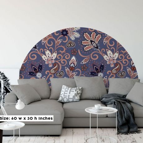 Half Arch Shape Bedroom Headboard Wall Stickers, Floral Pattern Wall Decals, Headboard Decoration Kids Room & Bedroom, Nursery Wall Decals