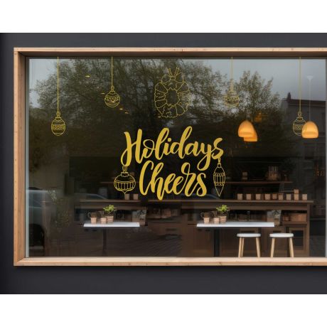 Holidays Cheers Sticker For Christmas Celebrate Window Decoration