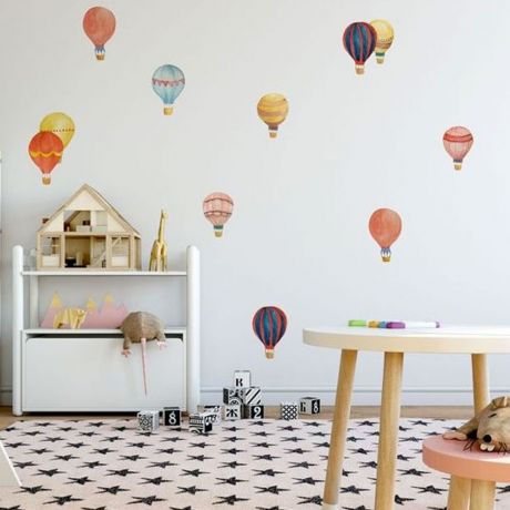 Hot Air Balloon Wall Decal, Watercolor Air Balloon Wall Sticker, Watercolor Playroom Kids, Girl Bedroom Wall Stickers, Mural Nursery Decor