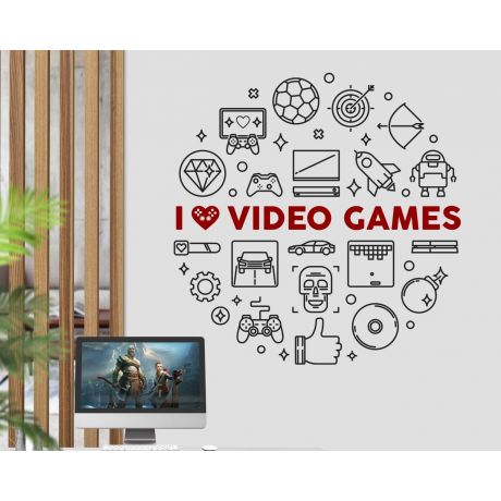 I Love Video Games Wall Decals For Gaming Room Wall Decoration