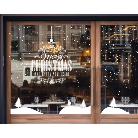 Christmas Window Decoration, Merry Christmas Stickers For Shop Window Decor