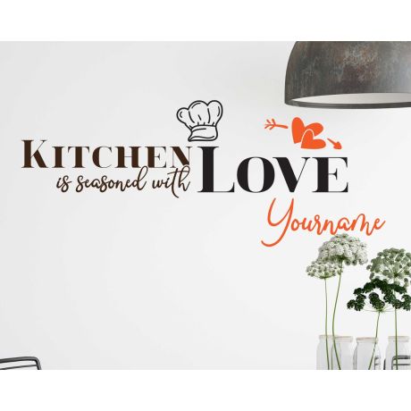Kitchen Is Seasoned With Love Inspirational Kitchen Quotes Wall Decal