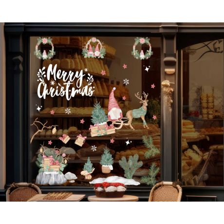 Merry Christmas Santa Claus Stickers For Window Decoration