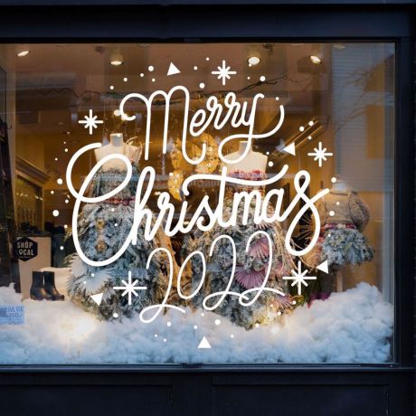 Merry Christmas Window Decal, Customised Christmas Decals, Christmas Decals For Shop Front Glass, Christmas Window Decoration, Glass Decals