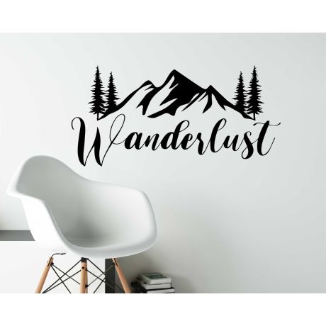 Mountain With Wanderlust Quotes Wall Decals For Home Decorations