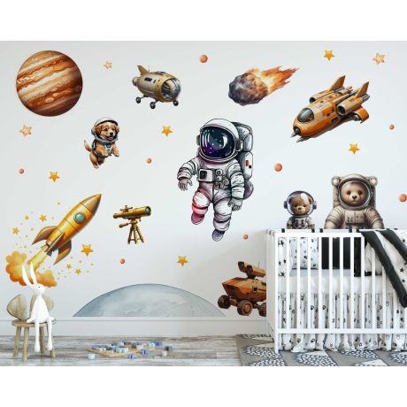 Best Outer Space Planet Astronaut Cartoon Wall Sticker for Children Room Decor